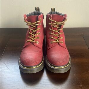Dr. Martens Vintage Red Buffed Suede Combat Boots